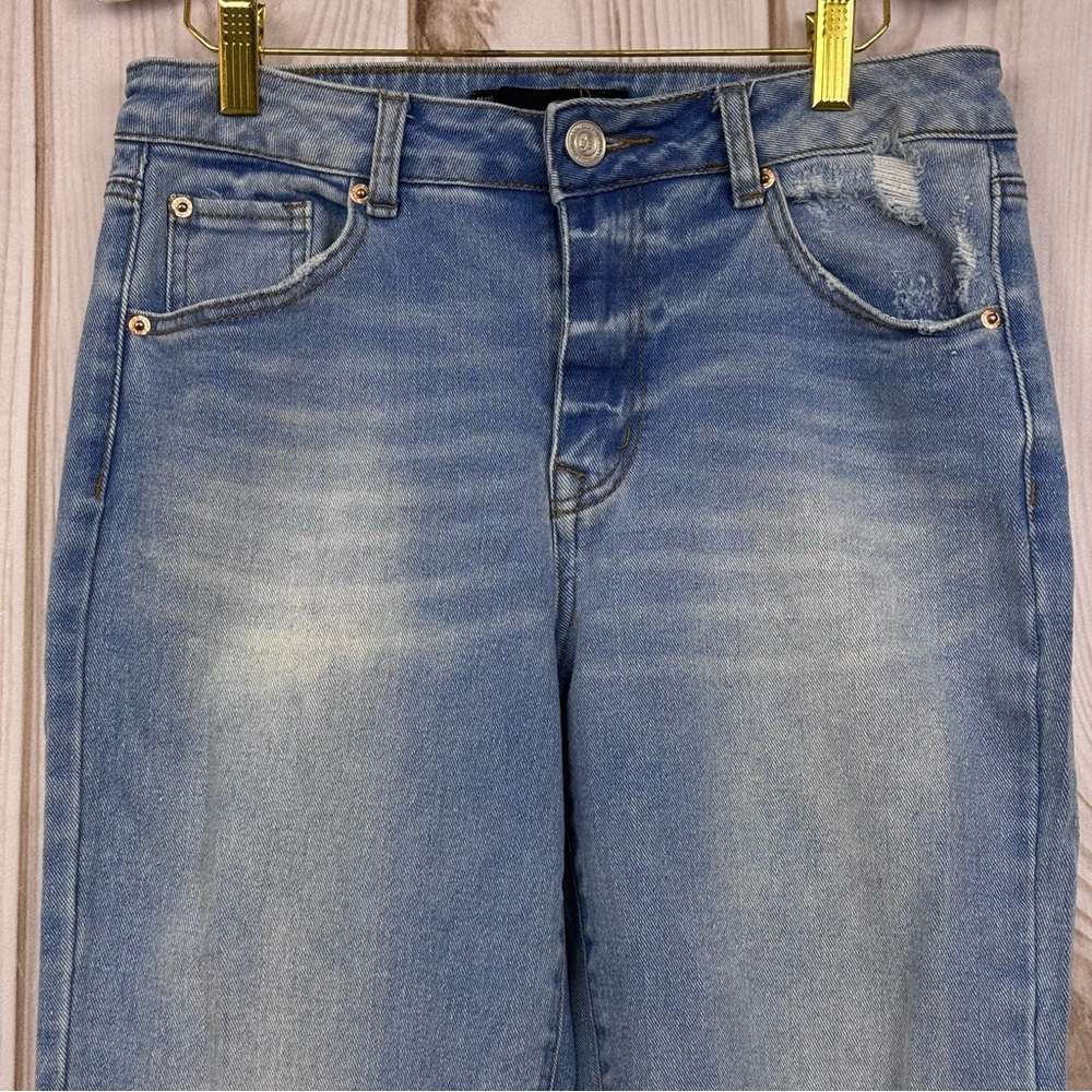BBJ Los Angeles Straight Leg Cropped Jeans Boyfriend Mom Baggy Pants Blue 11/30 - Picture 3 of 13